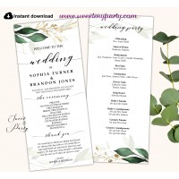 Greenery Wedding Program tea length,Greenery Wedding Order of Service template, (148)